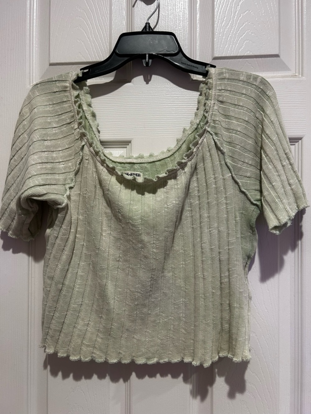 We The Free Pale Mint Ribbed Scoop Crop Top